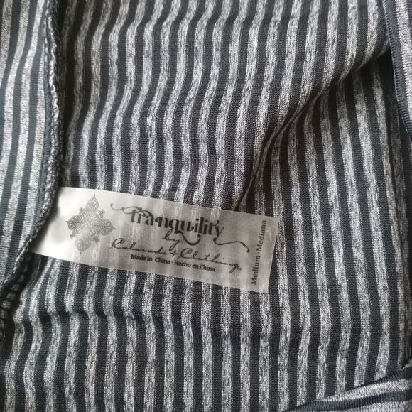 Tranquility Dark Heathered Gray Striped Knee Length Casual Skirt Women's Medium - Picture 3 of 12